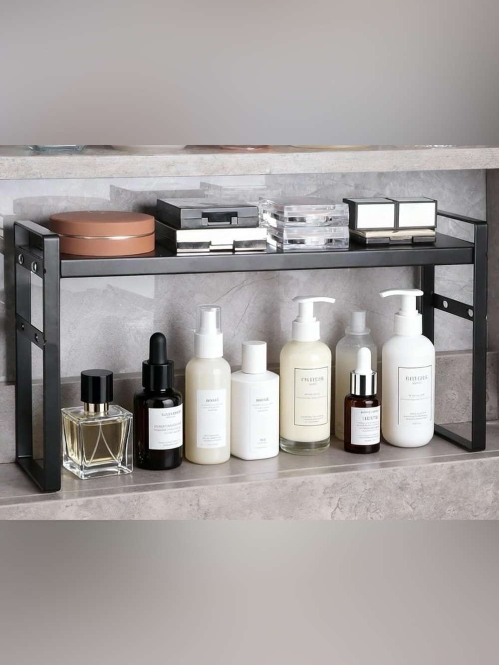 NIB-expandable narrow shelf with 2 heights for cabinet, over sink, counter etc